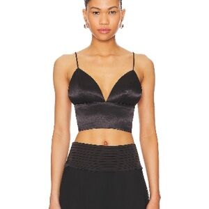 Superdown satin like crop top NWT small